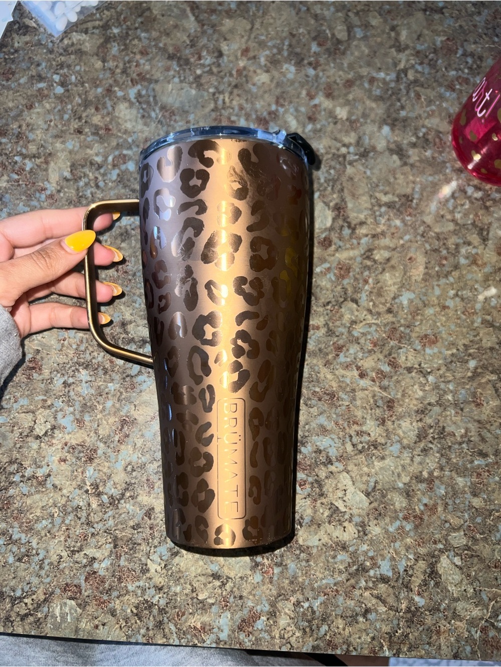 Used once Brumate Copper Leopard Insulated Travel Mug with Handle